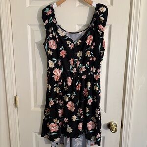 No Boundaries Black Dress with Floral Design